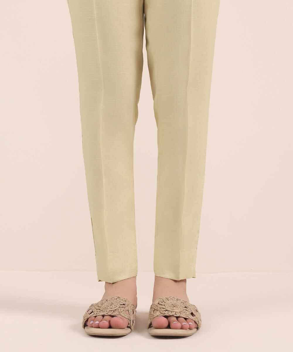 Raw Silk Cigarette Pants