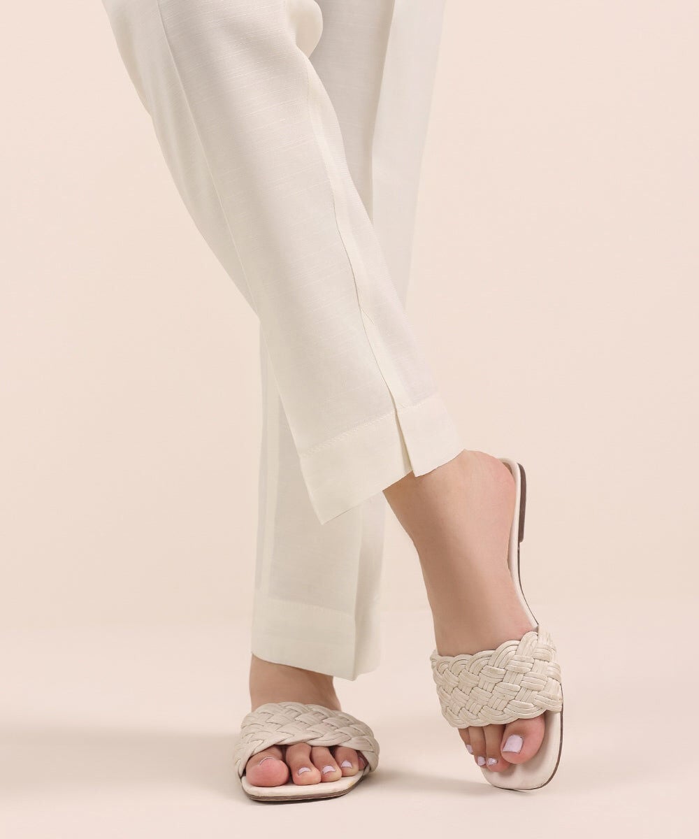 Raw Silk Cigarette Pants