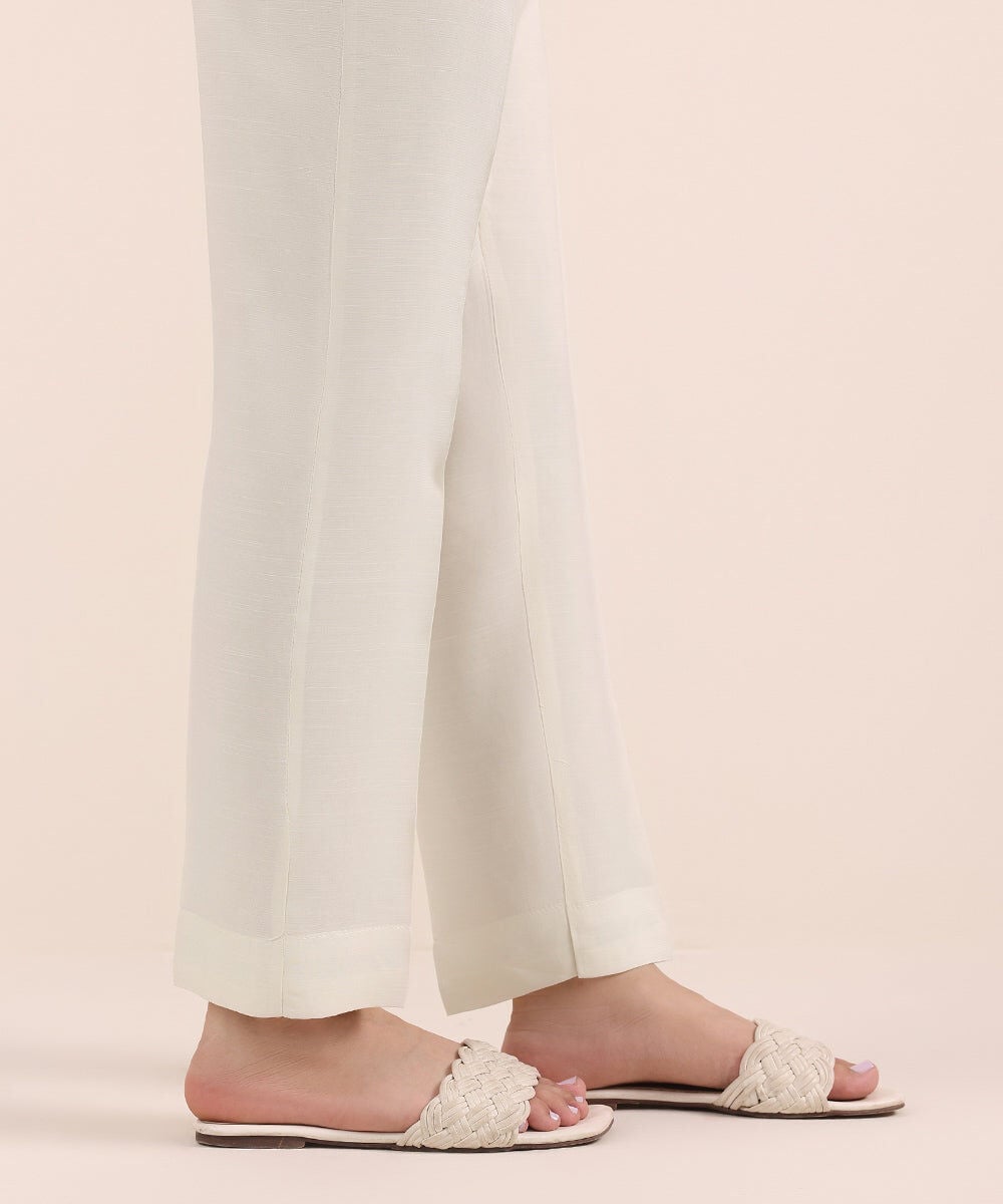 Raw Silk Cigarette Pants