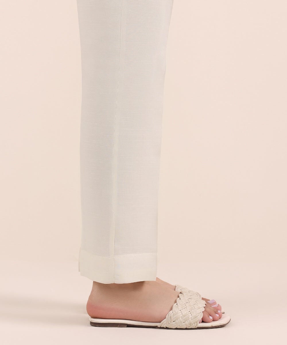 Raw Silk Cigarette Pants