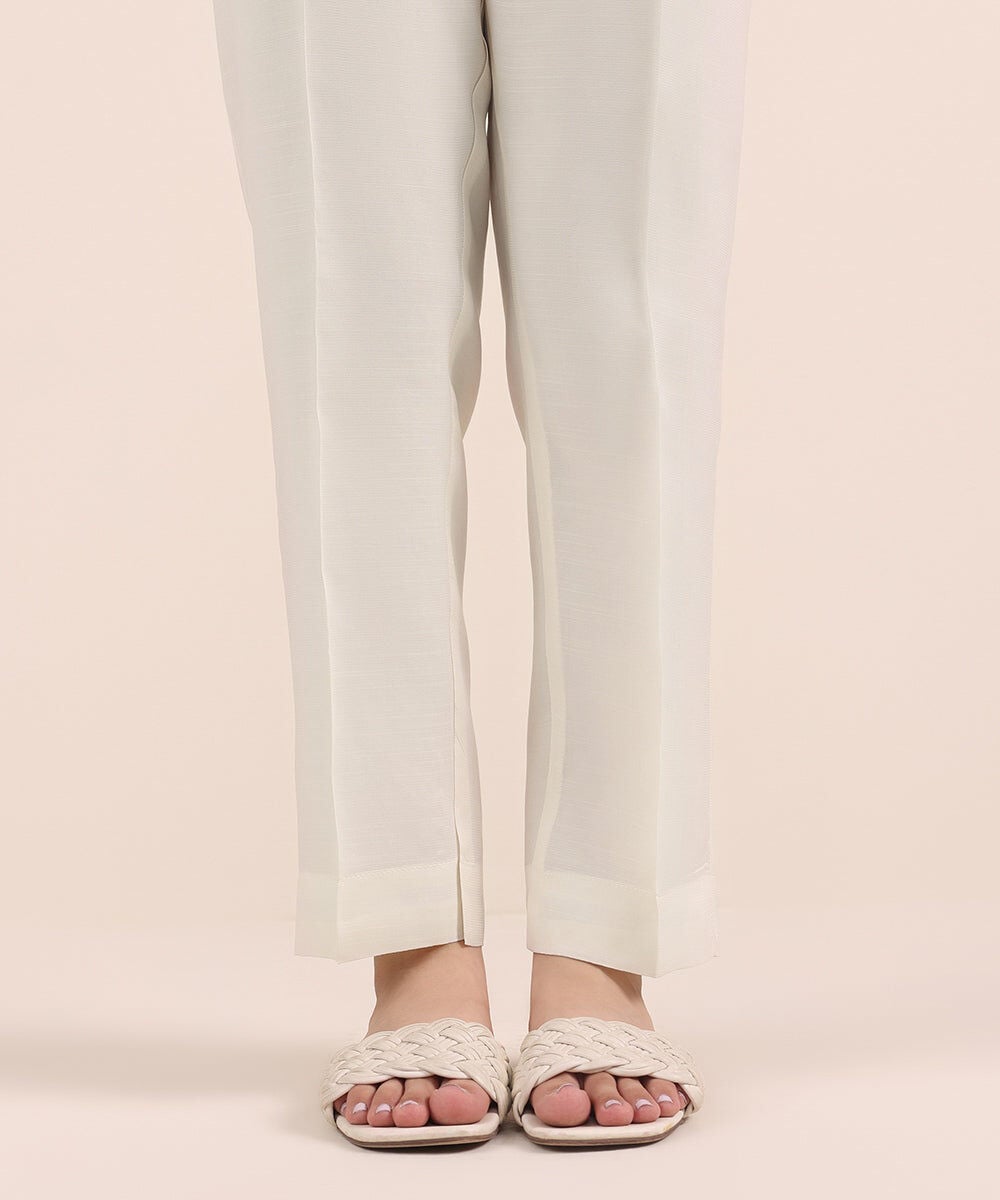 Raw Silk Cigarette Pants