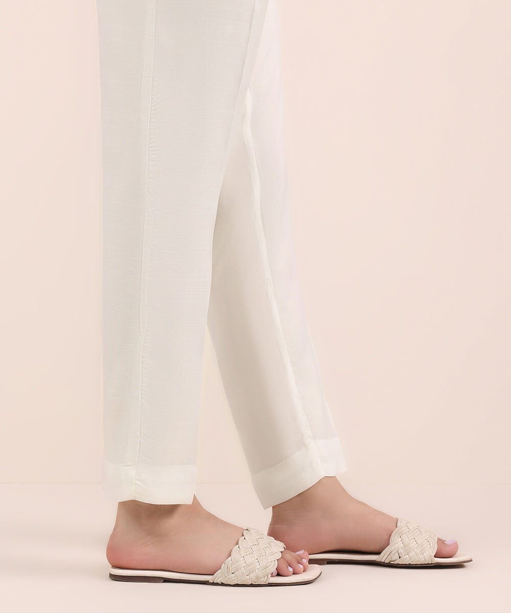 Raw Silk Cigarette Pants