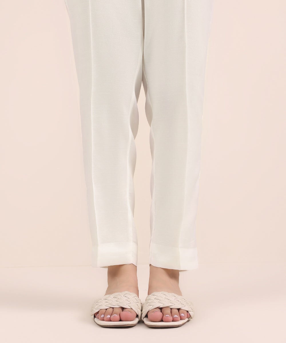 Raw Silk Cigarette Pants