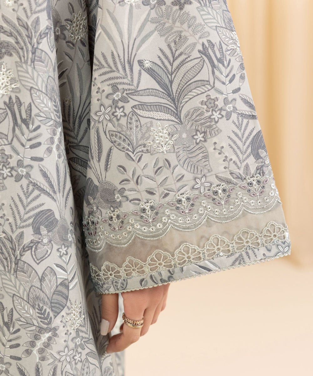 3 Piece -  Embroidered Silk Suit