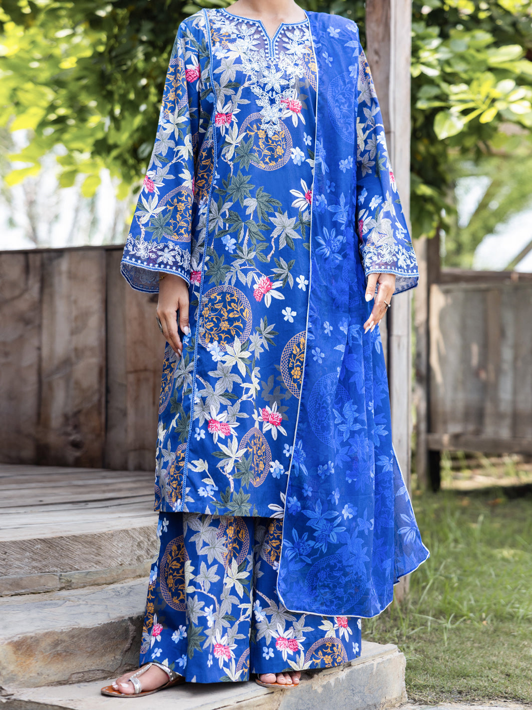 Blue Cambric 3Pc Stitched - AWP-3PS-947