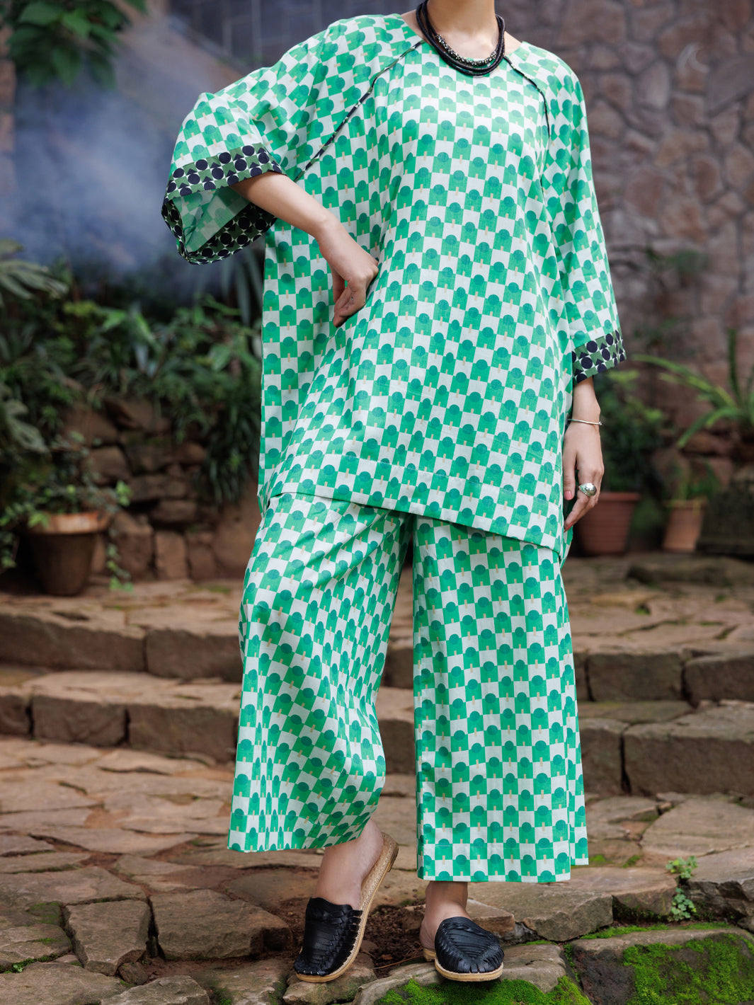 Green Cotton Co-Ord Set - AWP-2PS-SLKS-1058