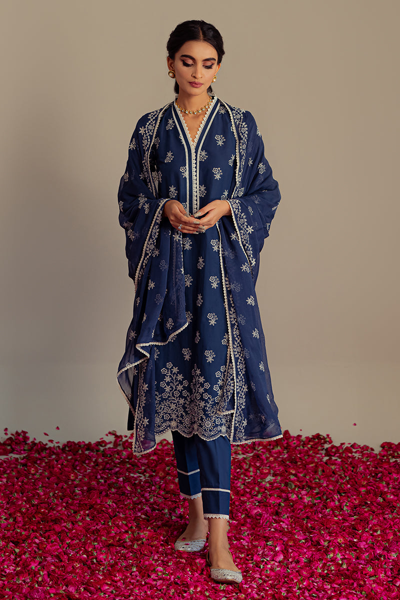 Moon Stone-3Pc Chikan Kari Lawn Suit