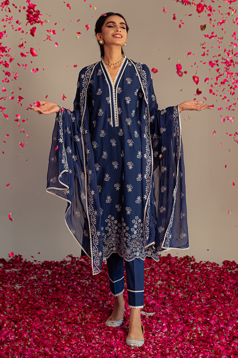 Moon Stone-3Pc Chikan Kari Lawn Suit