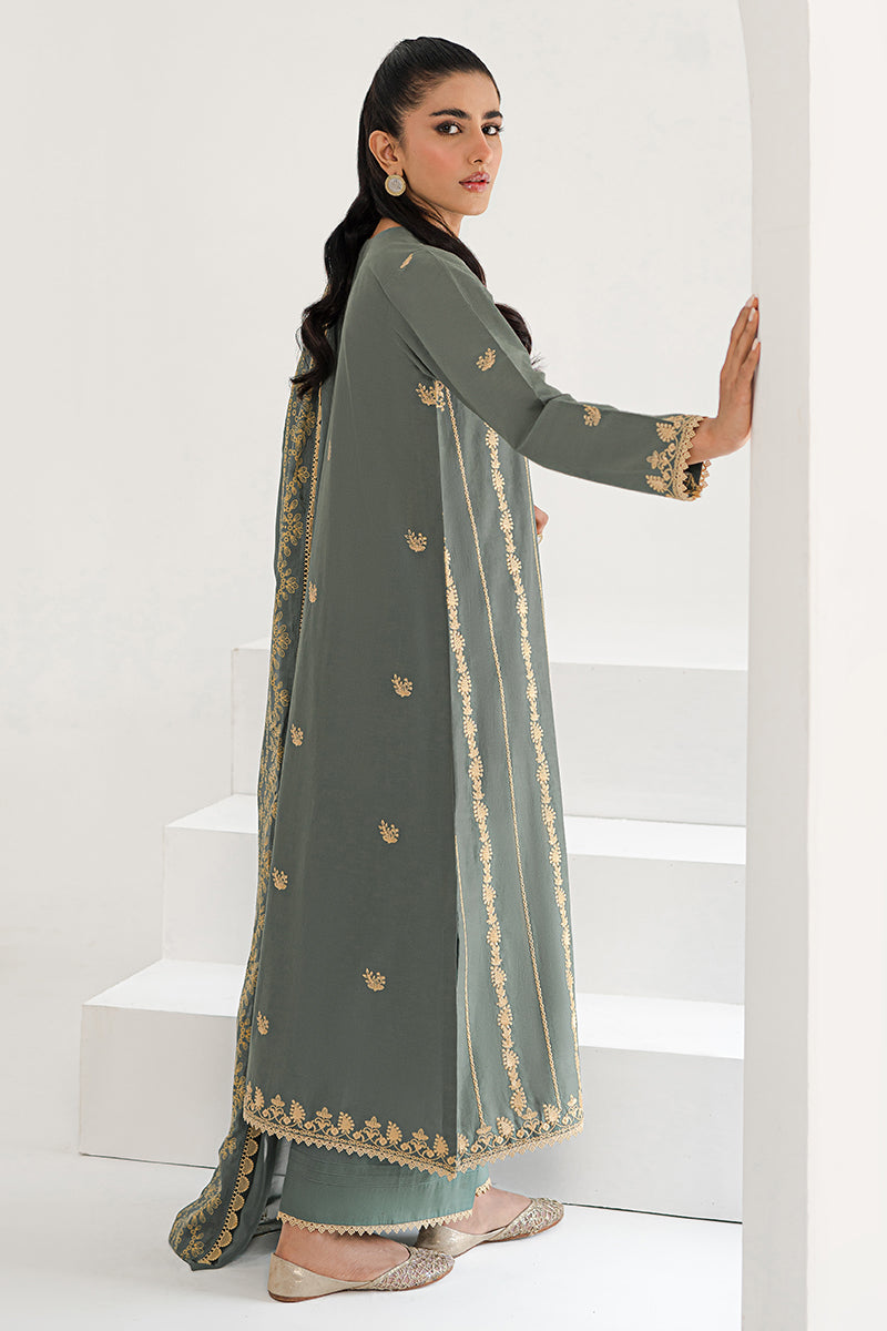 AURIC SAGE-3PC EMBROIDERED LAWN SUIT
