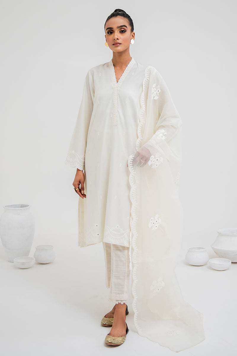 Pristine White-2Pc(Shirt & Dupatta)