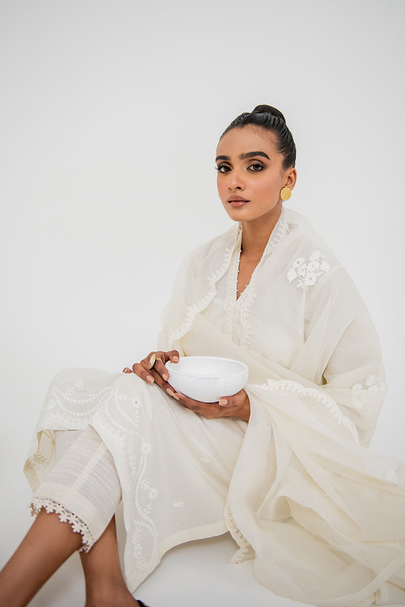 Pristine White-2Pc(Shirt & Dupatta)