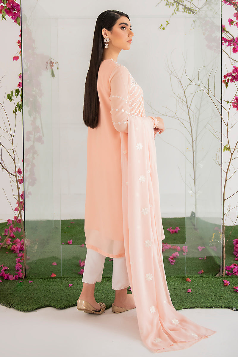 PEACH FLORET-2PC (SHIRT & DUPATTA)