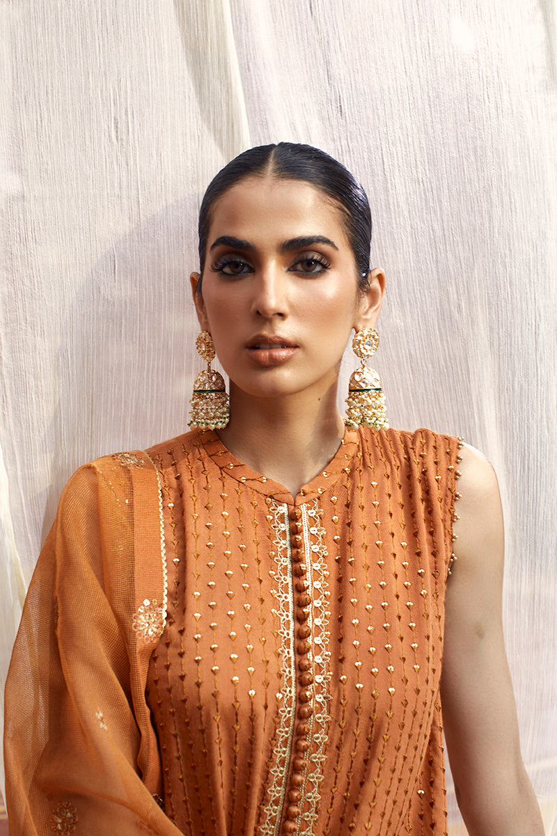 Russet Florid-3Pc (Shirt, Trouser & Dupatta)