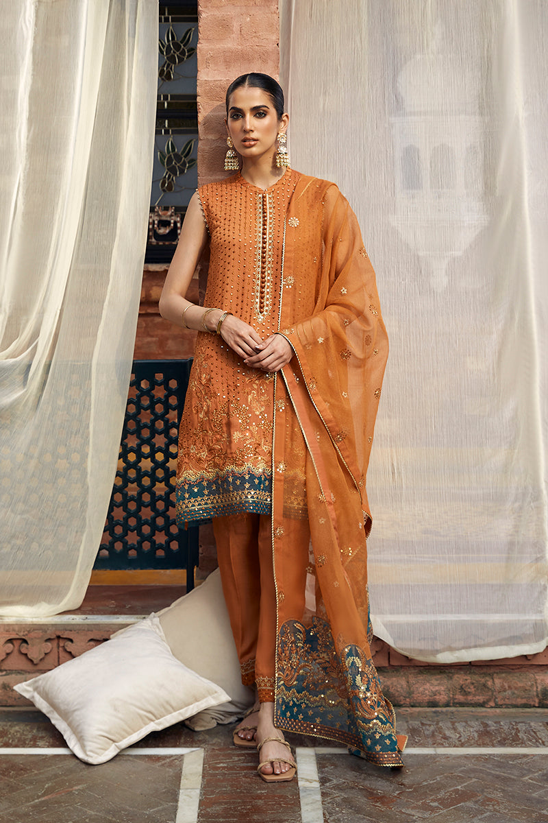 Russet Florid-3Pc (Shirt, Trouser & Dupatta)