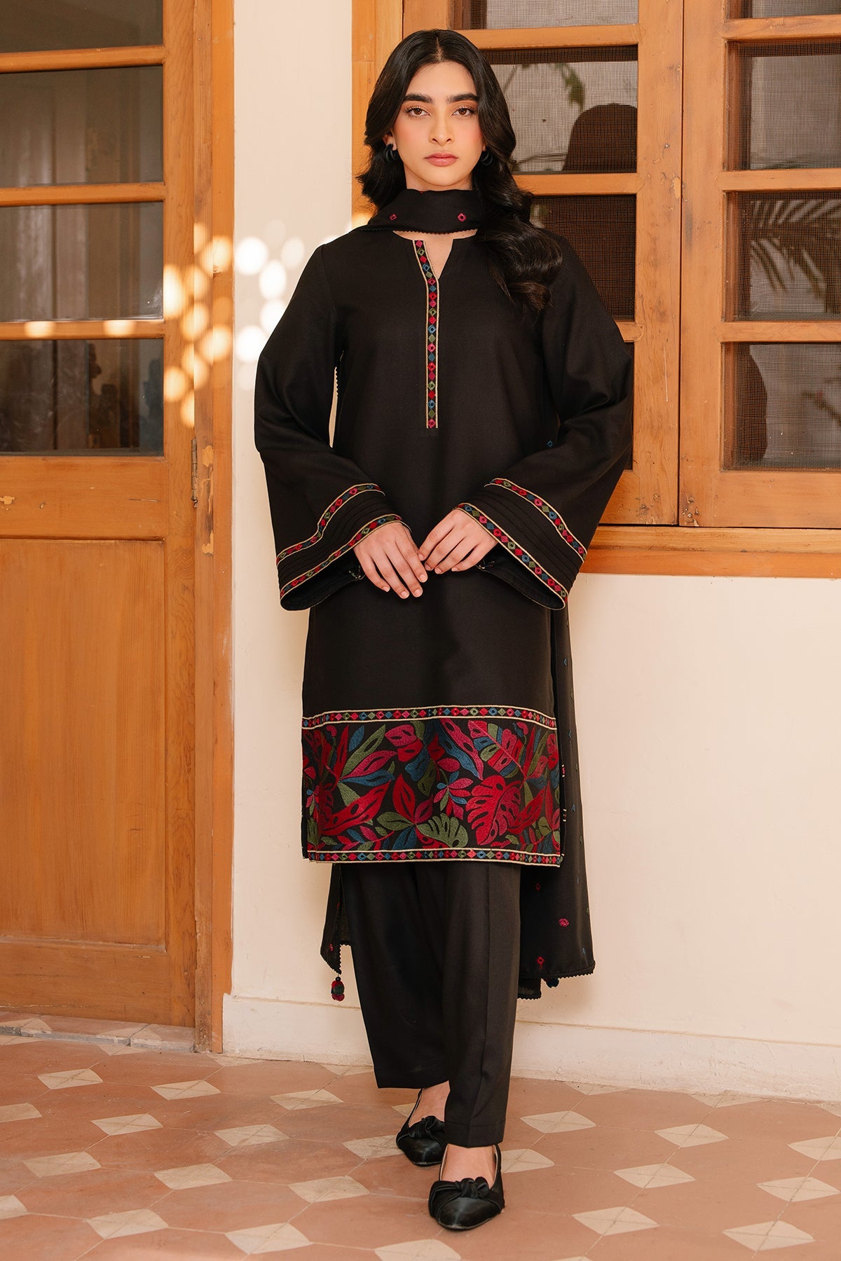 3PC Cotton Net Embroidered Suit
