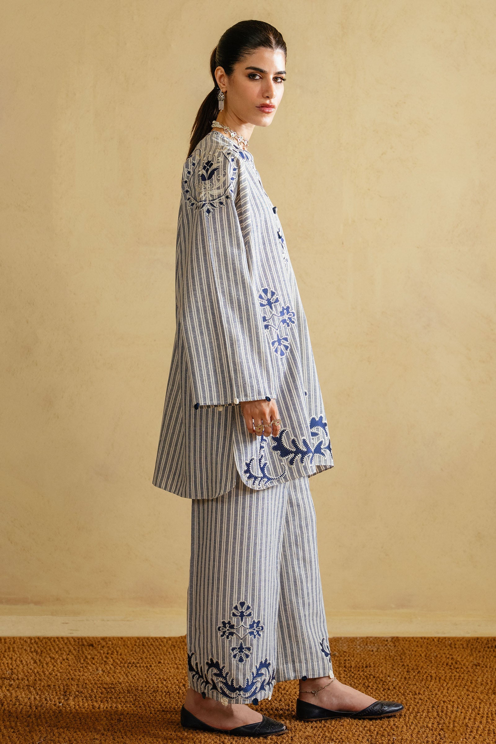 2 Piece - Embroidered Dobby Suit