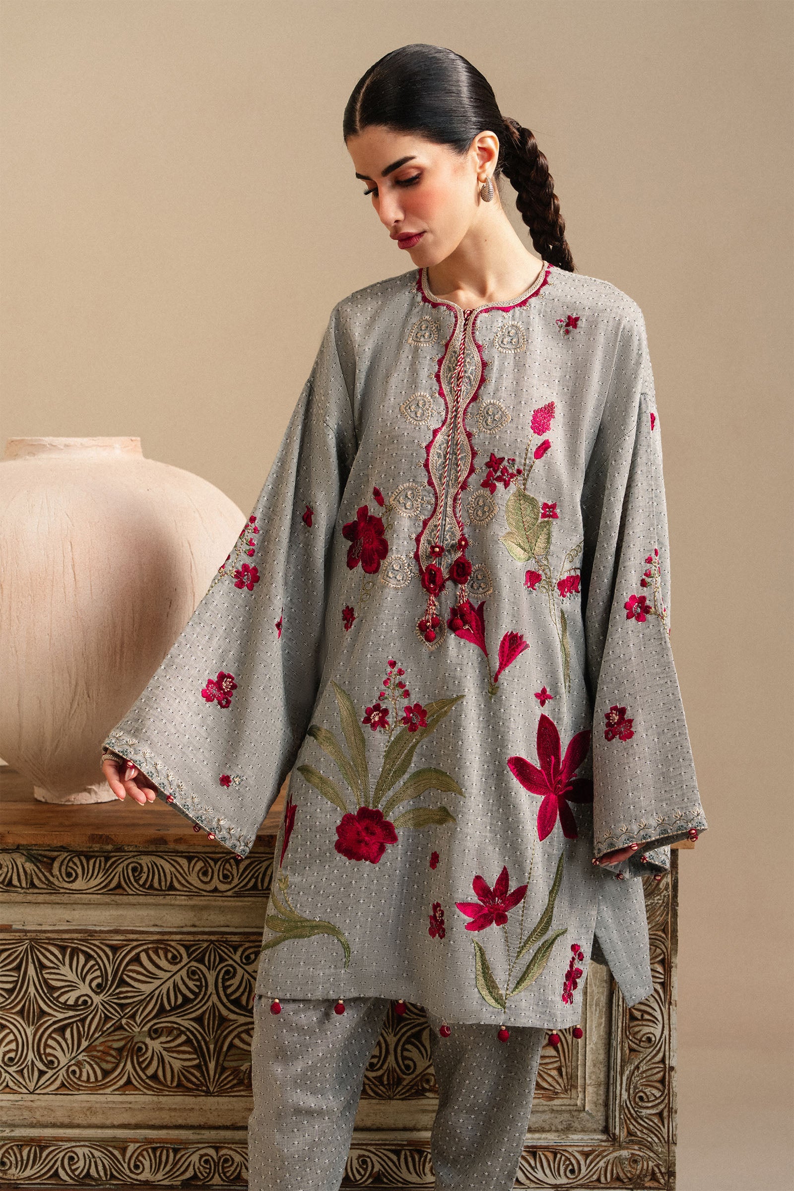 2 Piece - Printed Dobby Suit