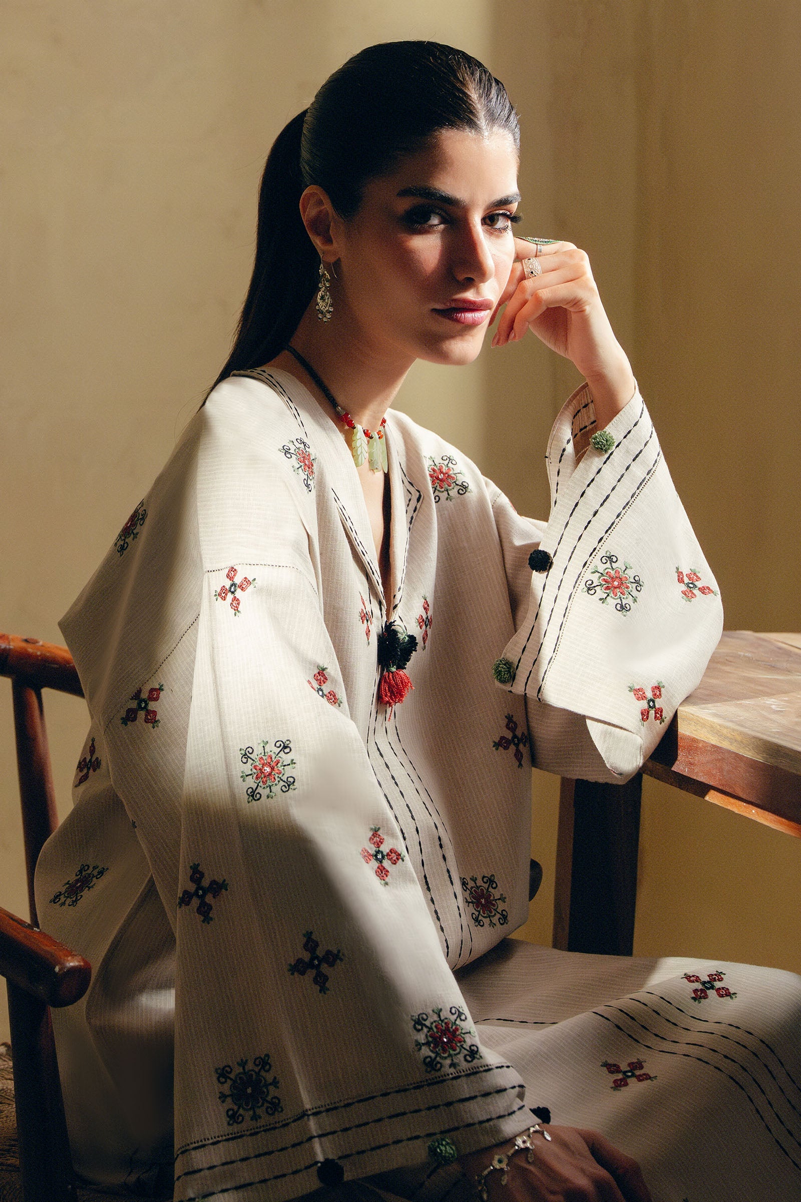 3 Piece - Embroidered Cambric Suit