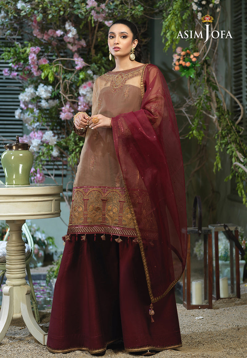 AJLFFD-15 Embroidered Chiffon Stitched 3 PCS