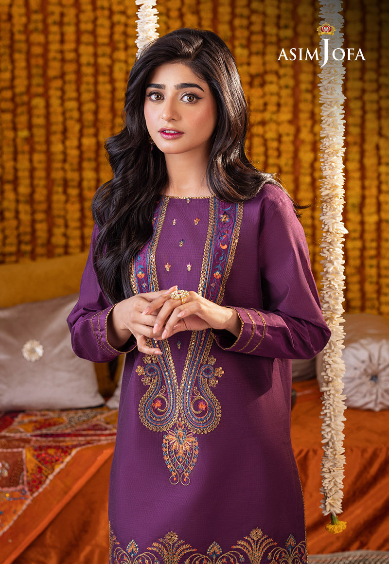 Ajtm-12 - 3 Pcs Embroidered Cotton Net 3 Pcs
