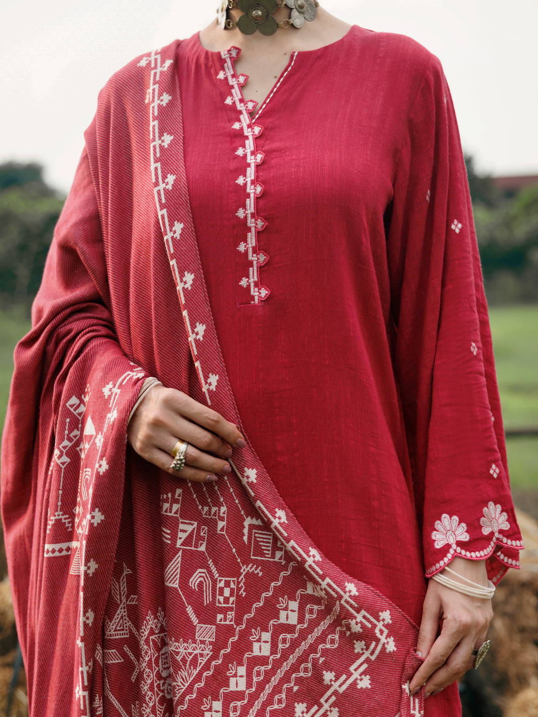 Pink Cotton Light Slub Stitched 3Pc - AWP-3PS-969