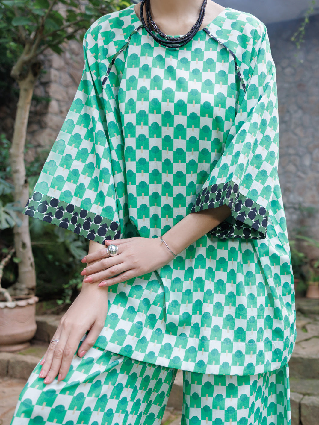 Green Cotton Co-Ord Set - AWP-2PS-SLKS-1058