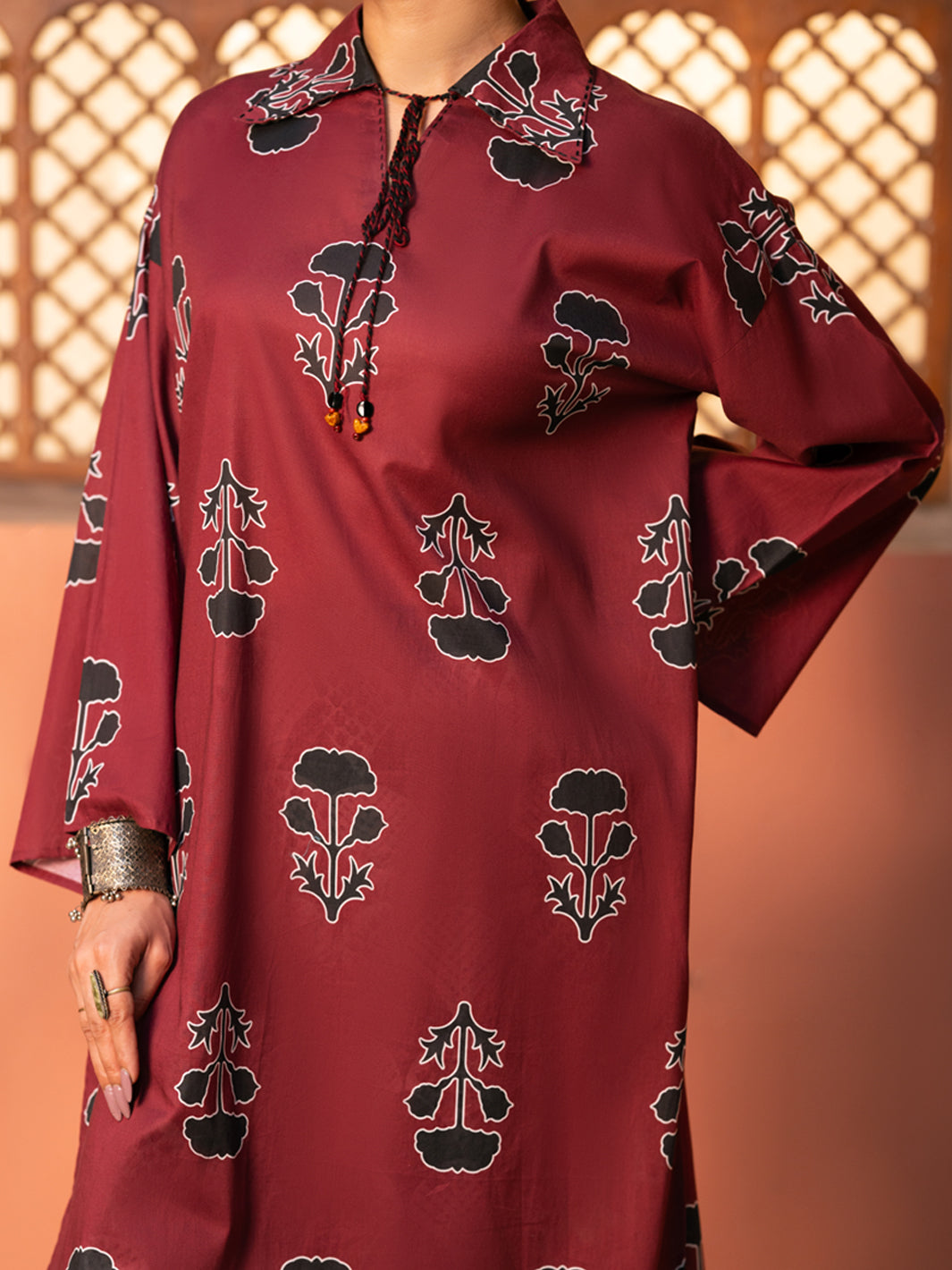 Maroon Cotton Cambric Kurti - AWP-SLK-1100