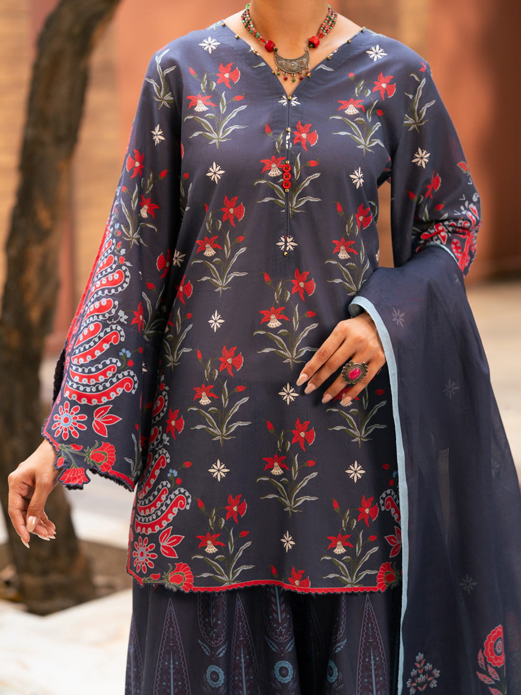 Blue Cotton Cambric 3Pc Stitched - AWP-3PS-930