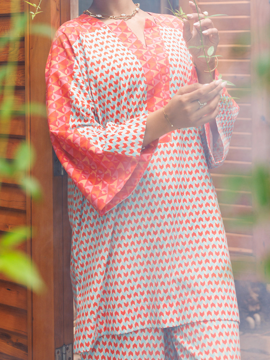 Multicolor Cambric Co-Ord Set - AWP-2PS-SLKS-1054