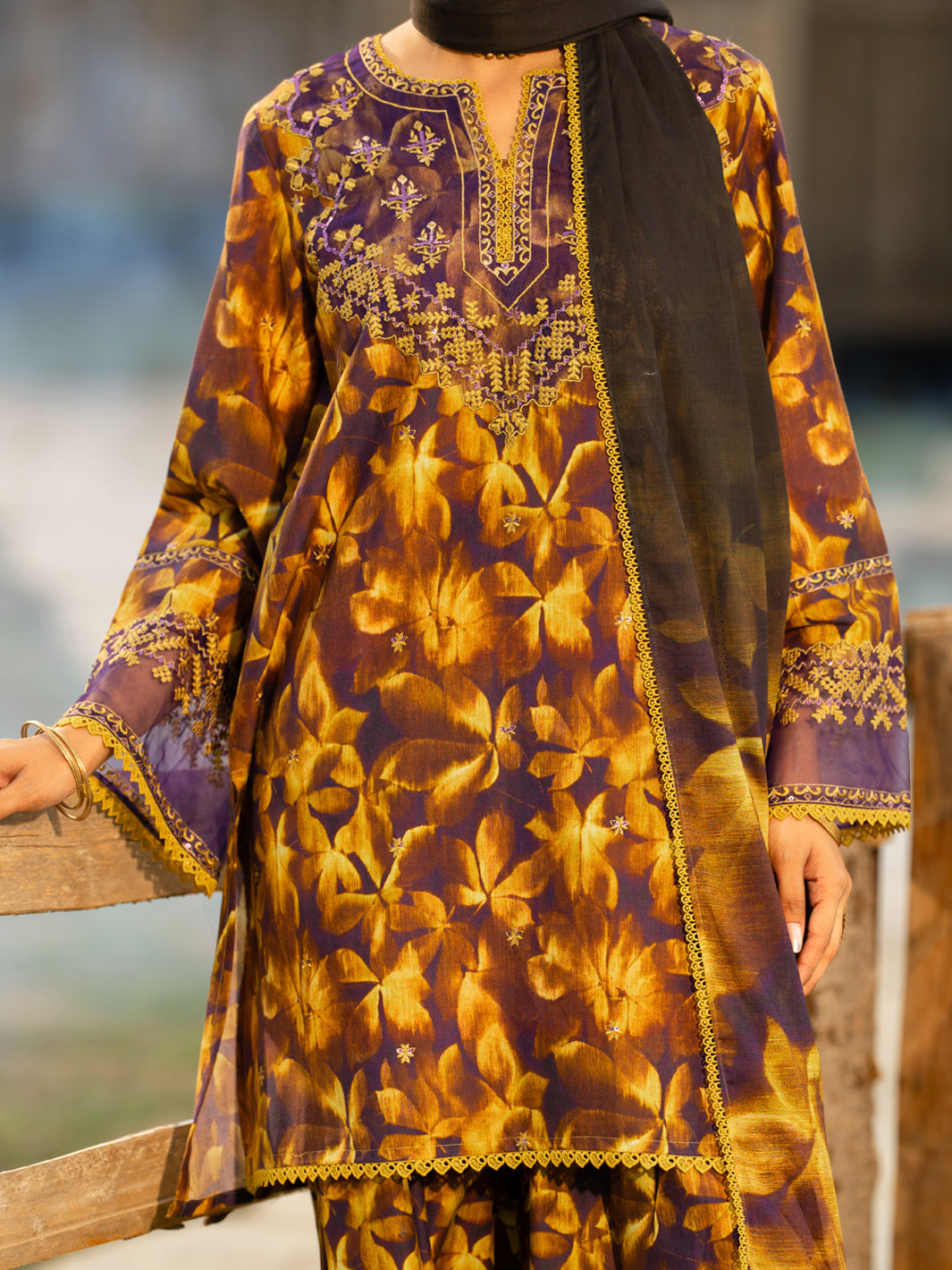 Brown Cambric 3Pc Stitched - AWP-3PS-937
