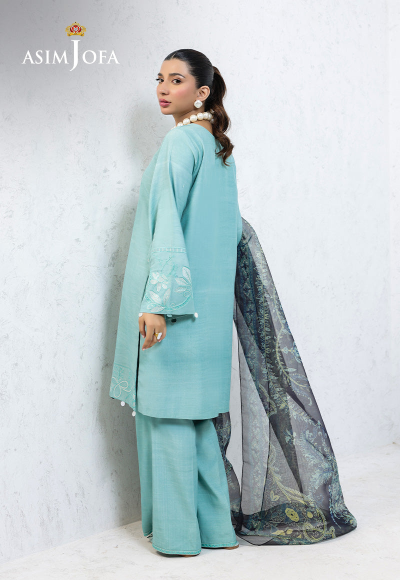 Ajpb-237 Embroidered Raw Silk Stitched 3Pcs