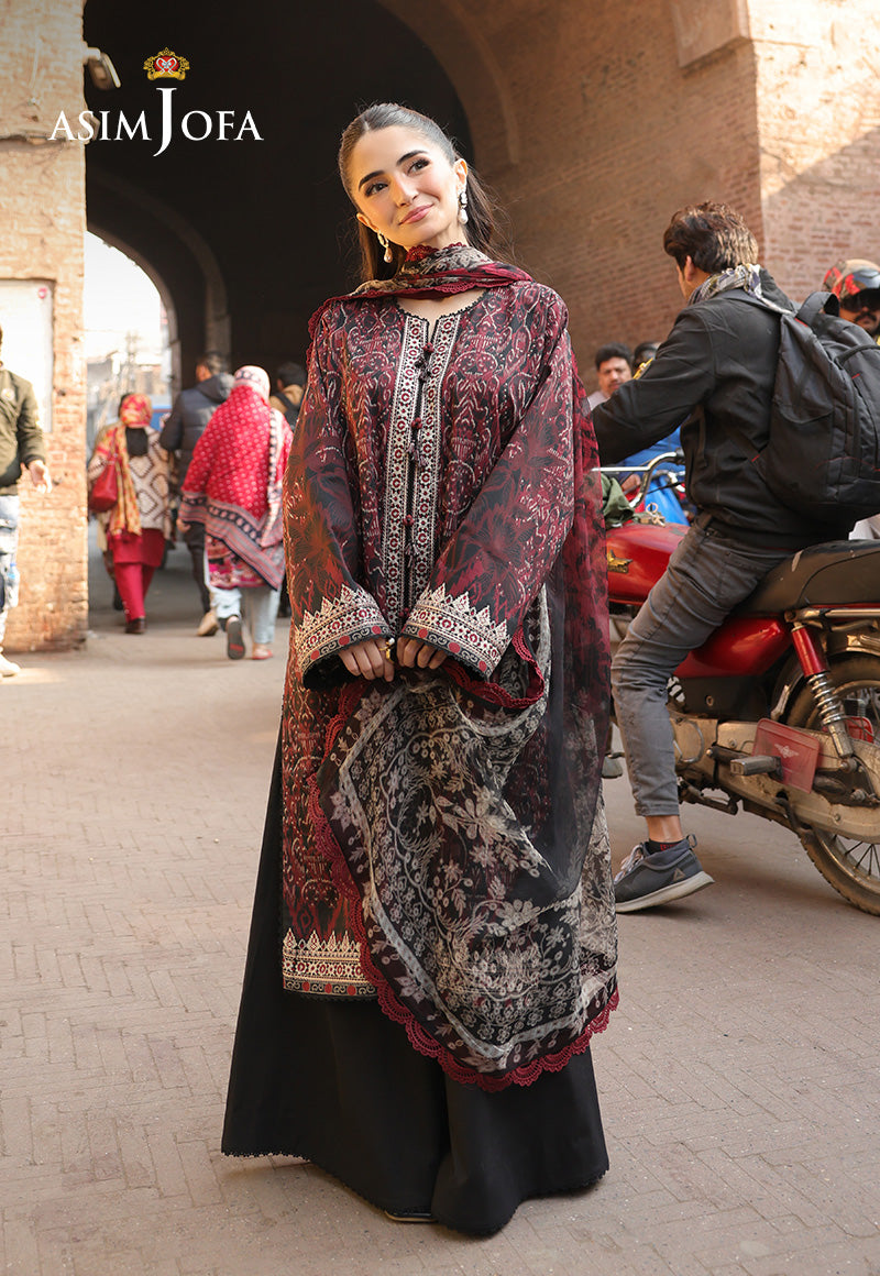 AJUBFD-50 PRINTED EMBROIDERED LAWN Stitched 3 PCS