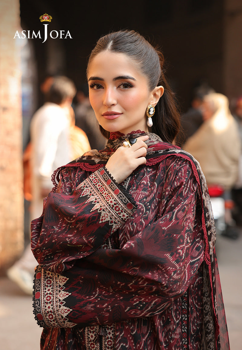 AJUBFD-50 PRINTED EMBROIDERED LAWN Stitched 3 PCS