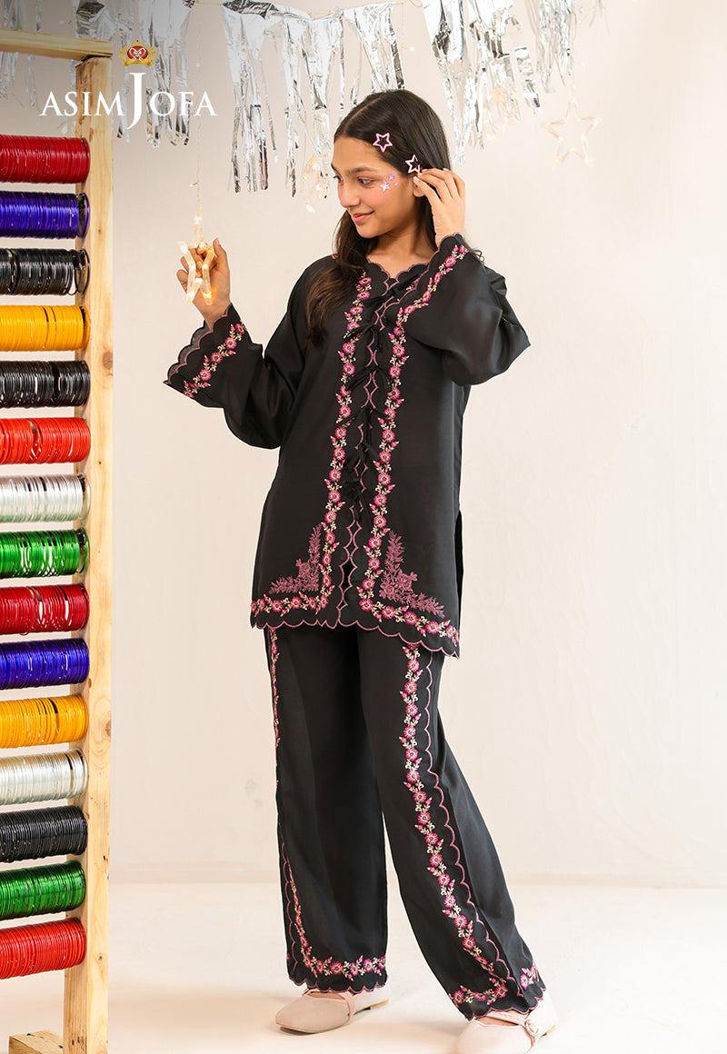 AJKLP-05 Embroidered Twisted Silk Stitched 2 Pcs