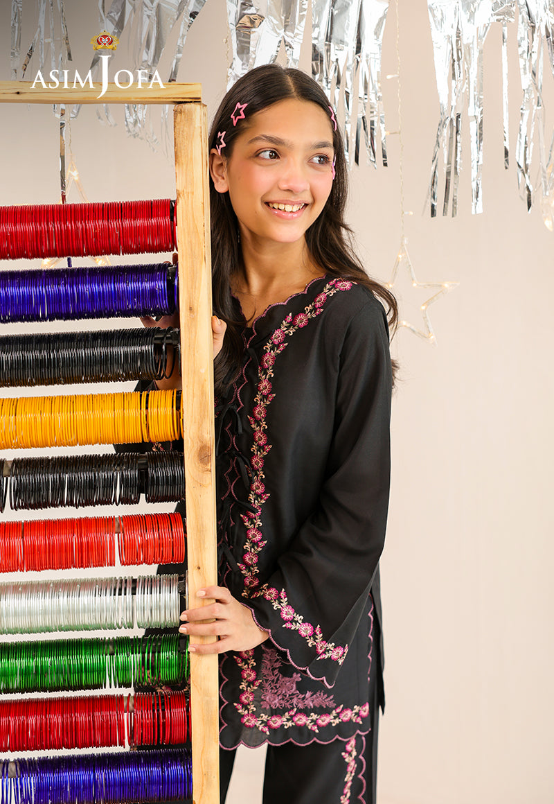 AJKLP-05 Embroidered Twisted Silk Stitched 2 Pcs