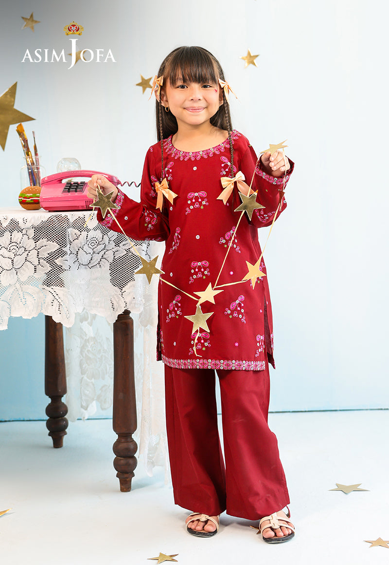 AJKLP-09 Embroidered Jumbo Silk Stitched 2 Pcs