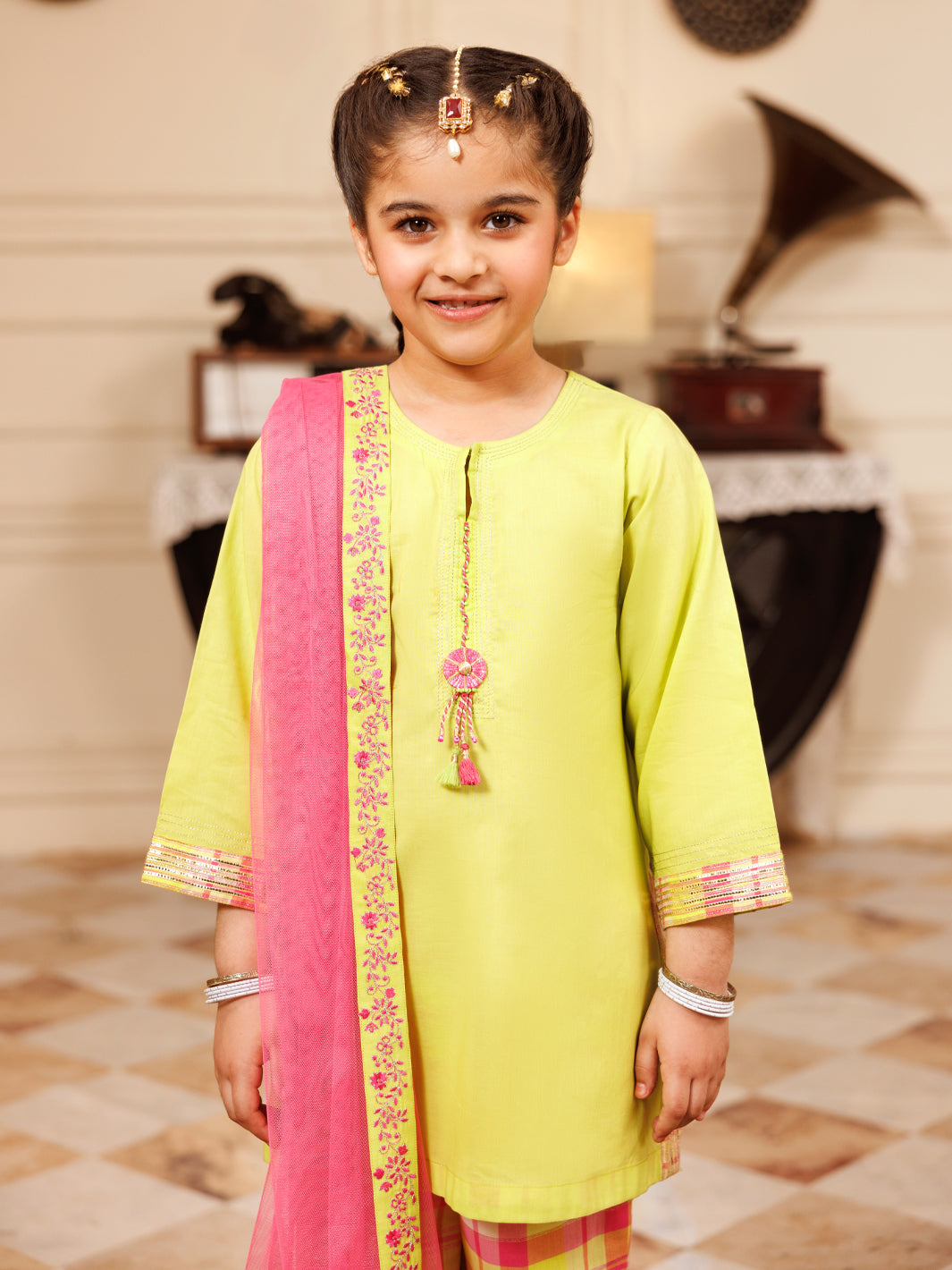 Parrot Green Dyed Formal 3Pc Stitched - ALGR-3PS-LS-027
