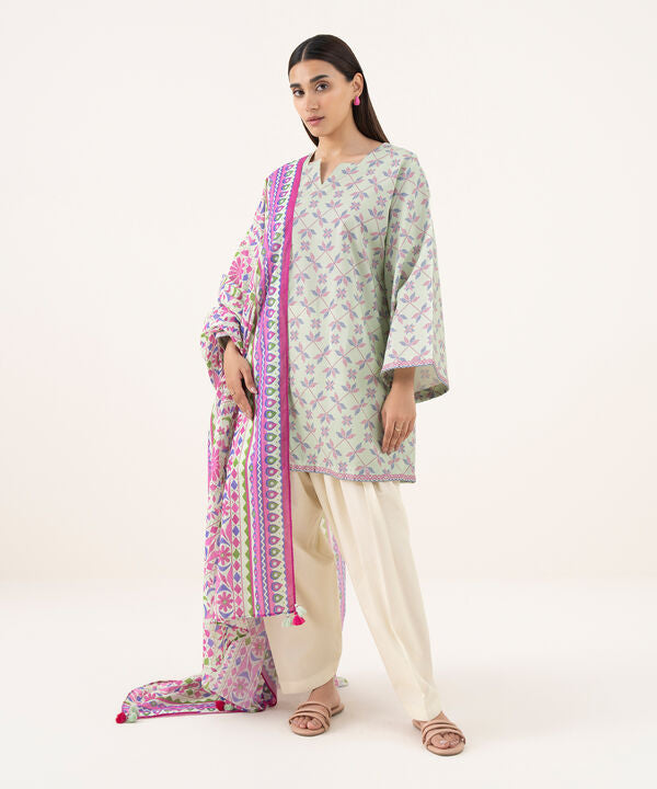 2 Piece - Printed Cotton Suit