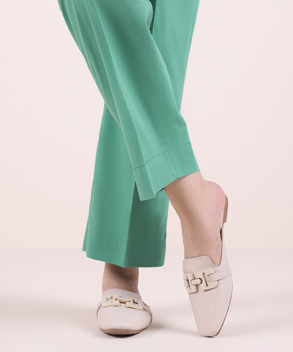 Solid Cotton Viscose Pants