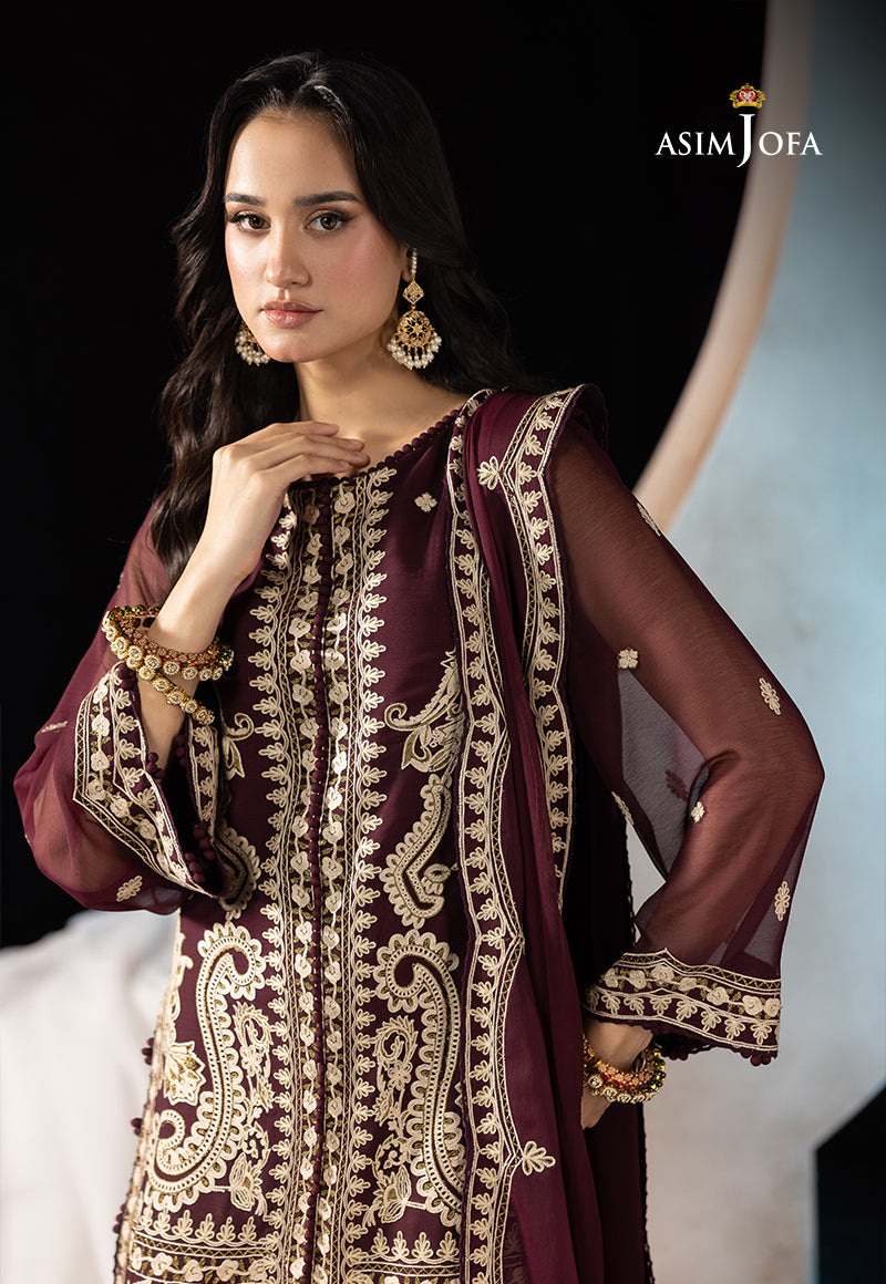 AJLLFD-19 Embroidered Chiffon STITCHED 3 PCS