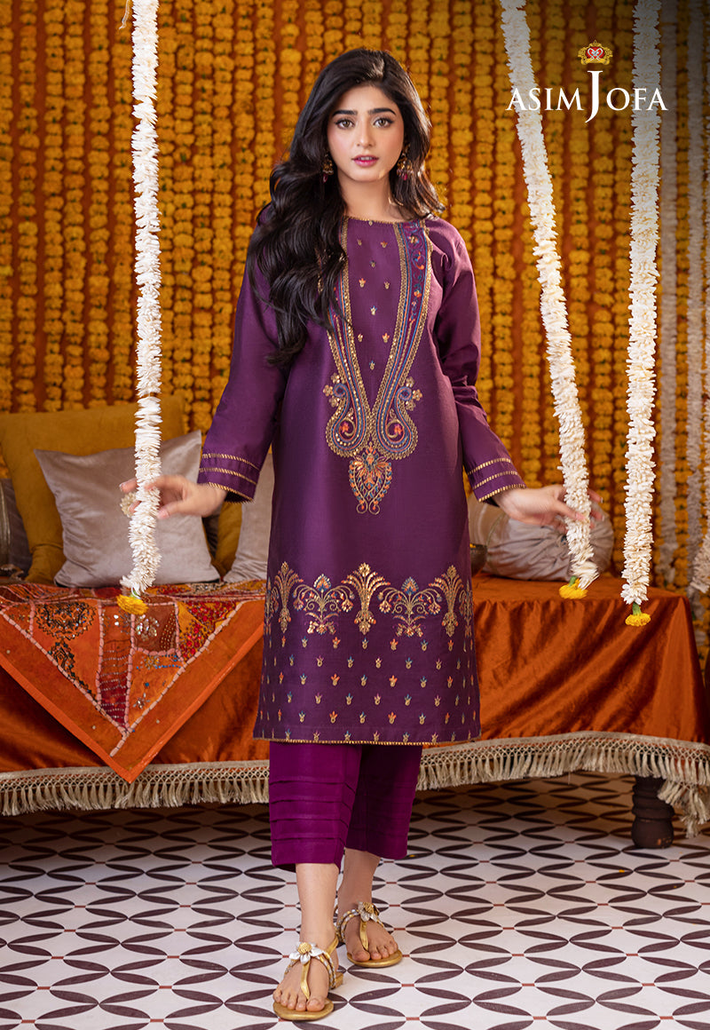 Ajtm-12 - 3 Pcs Embroidered Cotton Net 3 Pcs