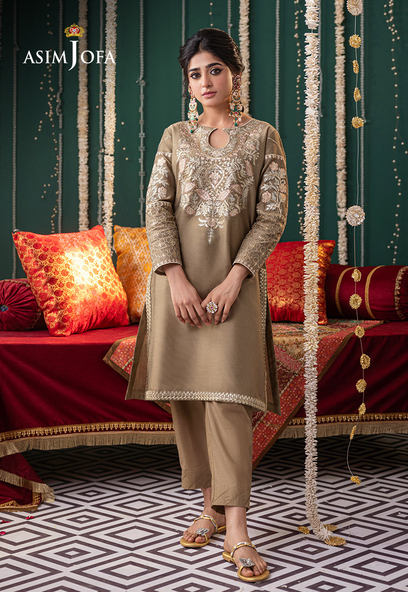 Ajtm-20 - 2 Pcs Embroidered Lurex Khantha Striper 2 Pcs