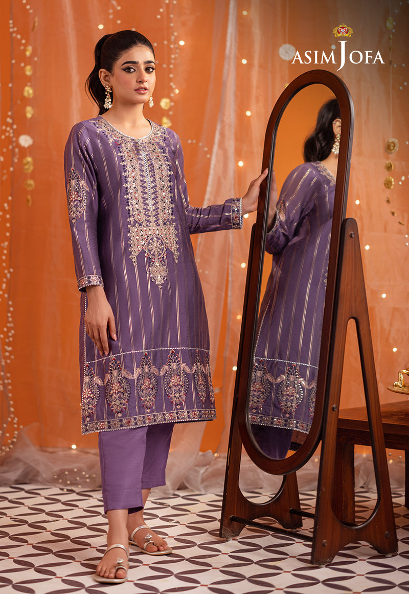 Ajtm-18 - 2 Pcs Embroidered Lurex Jacquard Motive 2 Pcs