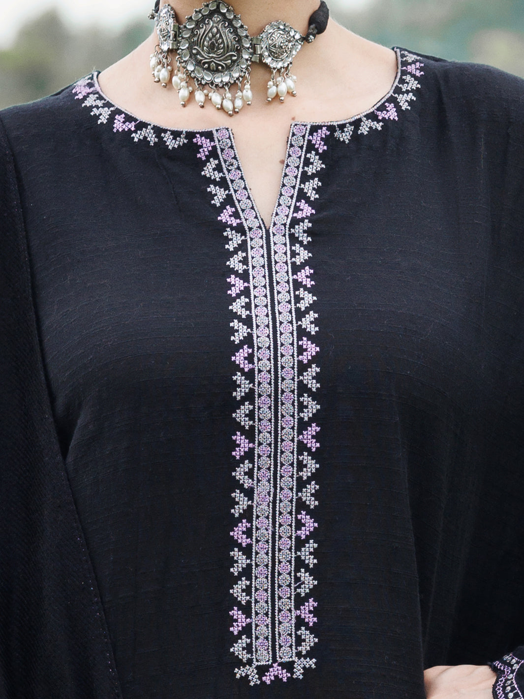 Black Cotton Slub 3Pc Stitched - AWP-3PS-972