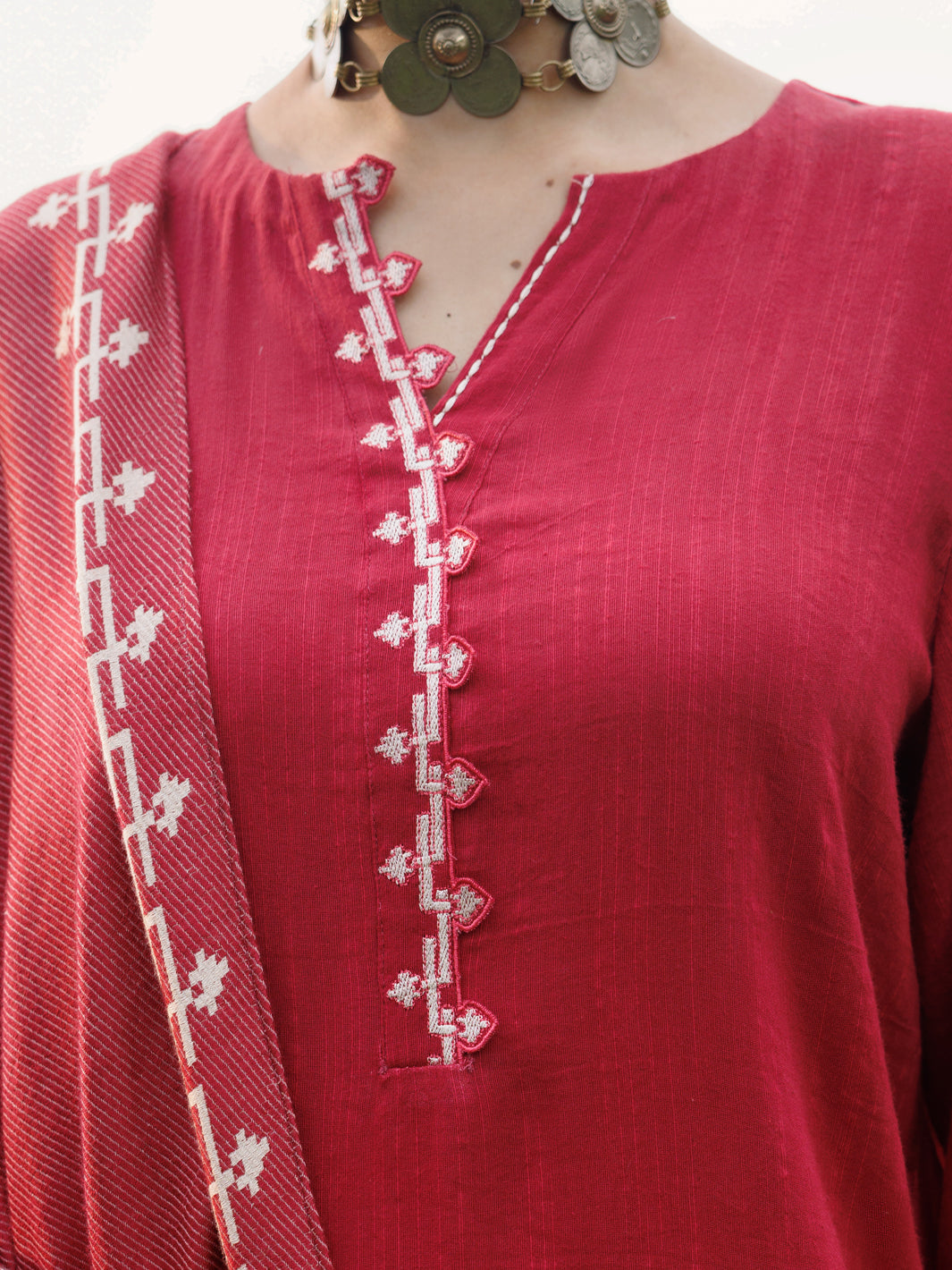 Pink Cotton Light Slub Stitched 3Pc - AWP-3PS-969