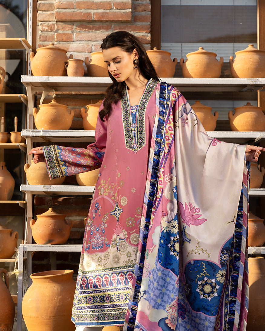 3 Piece - Embroidered Cotton Suit