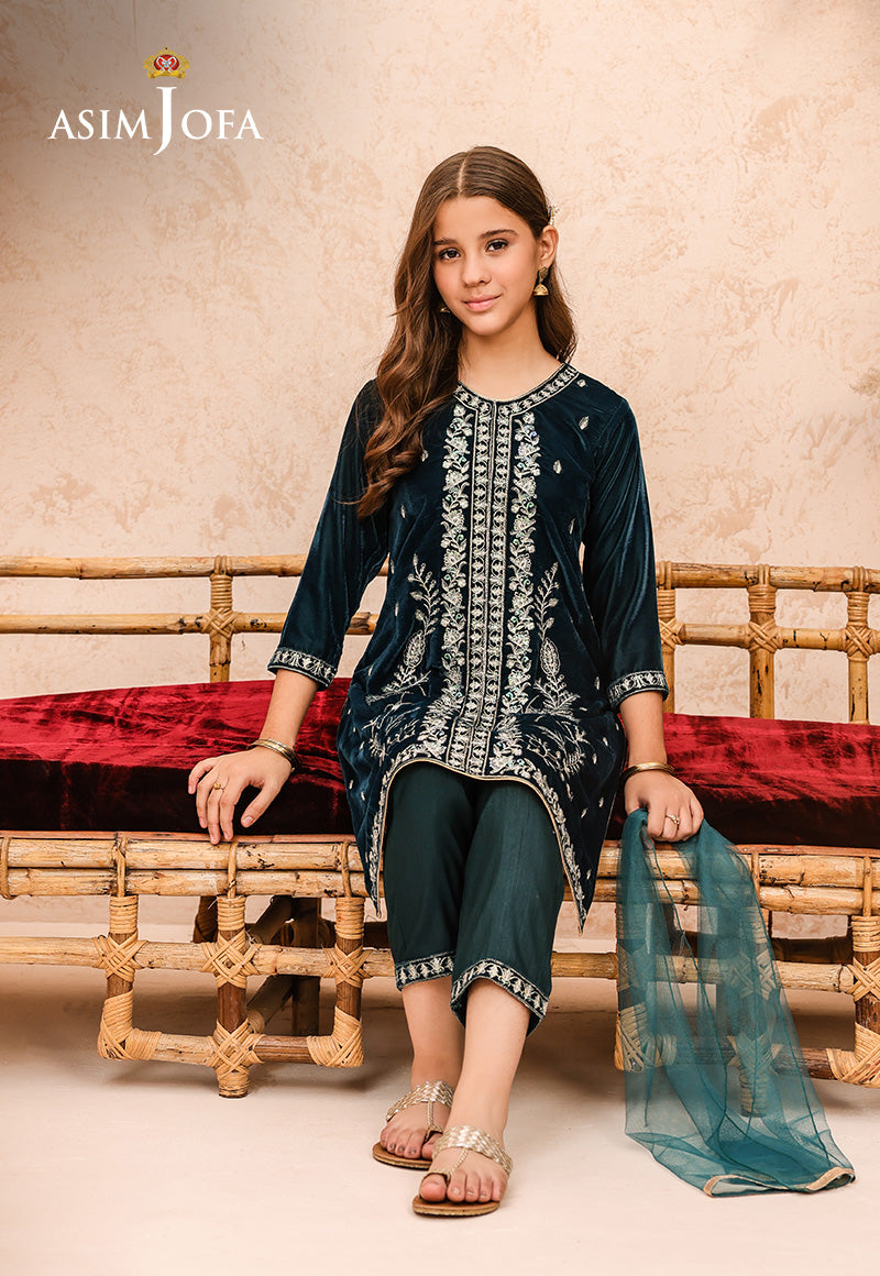 Ajkv-07 Embroidered Velvet 3 Pcs