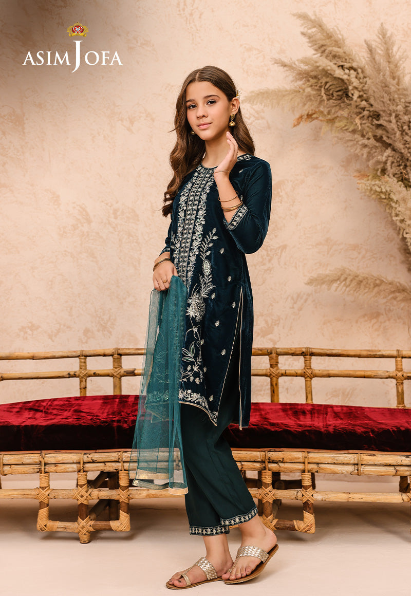 Ajkv-07 Embroidered Velvet 3 Pcs