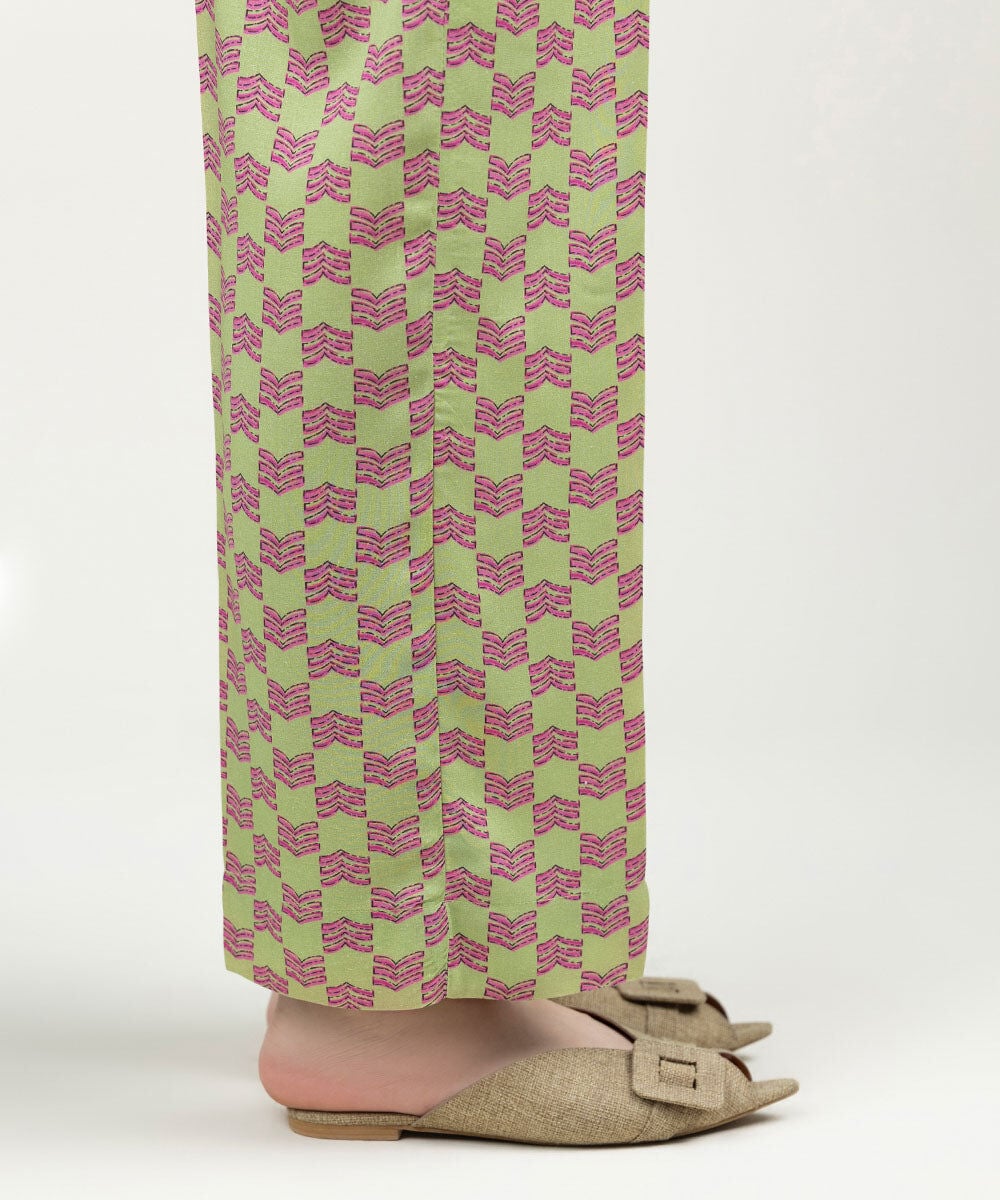 Printed Linen Straight Pants