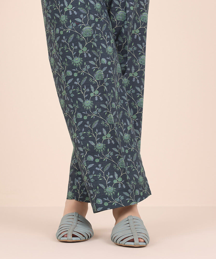 Printed Khaddar Straight Pants